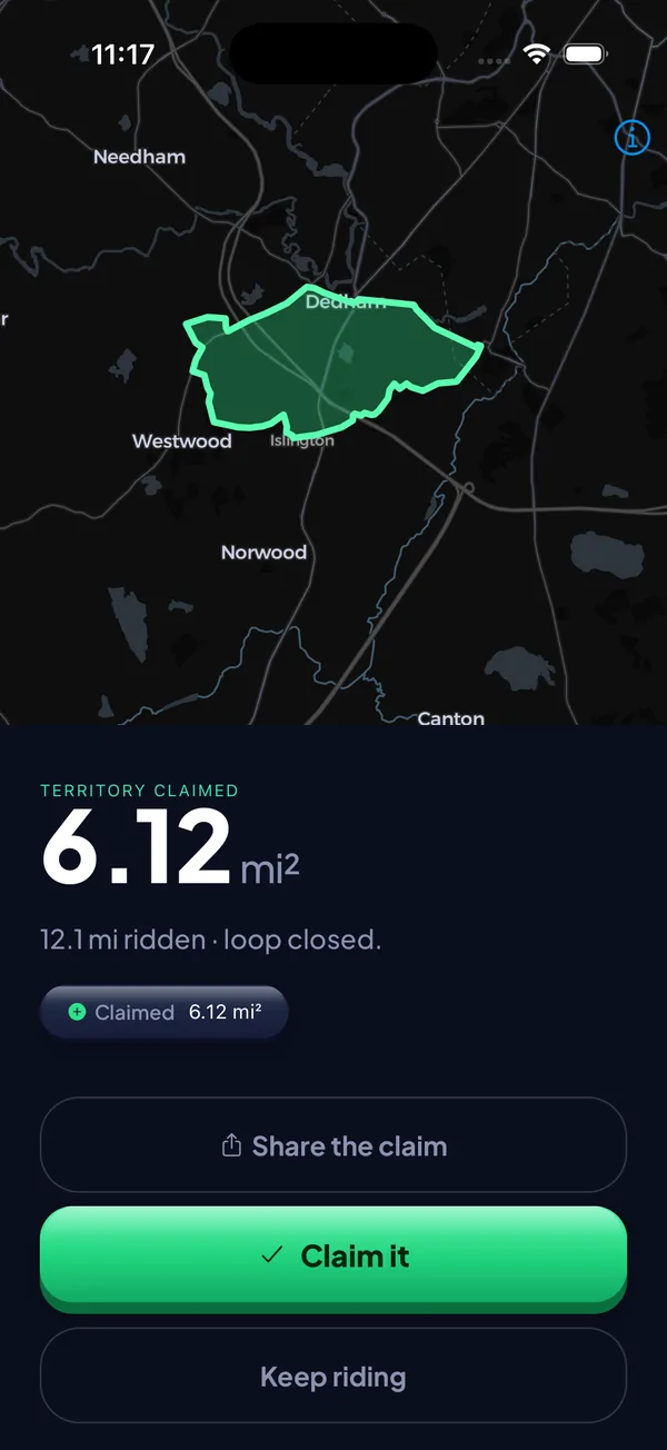 Territory claimed: 6.12 square miles